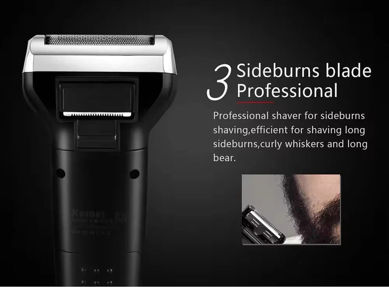 Kemei Multi funcional Impermeável 3-em-1 Beleza Set Faca Cabeça USB Barba Barbea