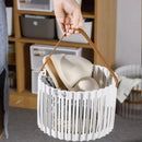 Cesto Organizador com Alça de Couro Fruteira ou Roupas