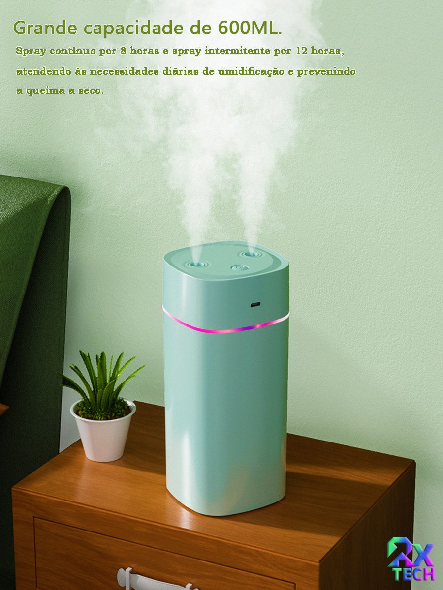 Umidificador De Ar Difusor Aromatizador Com Capacidade 600ml E Luzes Coloridas L