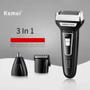 Kemei Multi funcional Impermeável 3-em-1 Beleza Set Faca Cabeça USB Barba Barbea