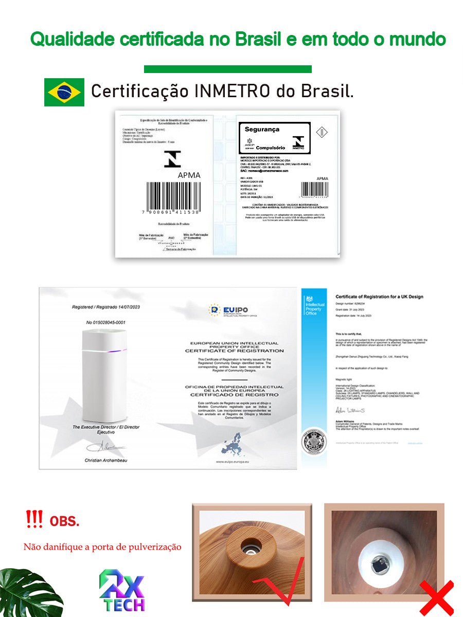 Umidificador De Ar Difusor Aromatizador Com Capacidade 600ml E Luzes Coloridas L