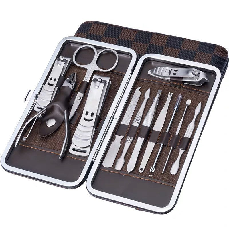 Kit Cortador De Unha Manicure Portatil Estojo Pinca Tesoura Material de aço ino