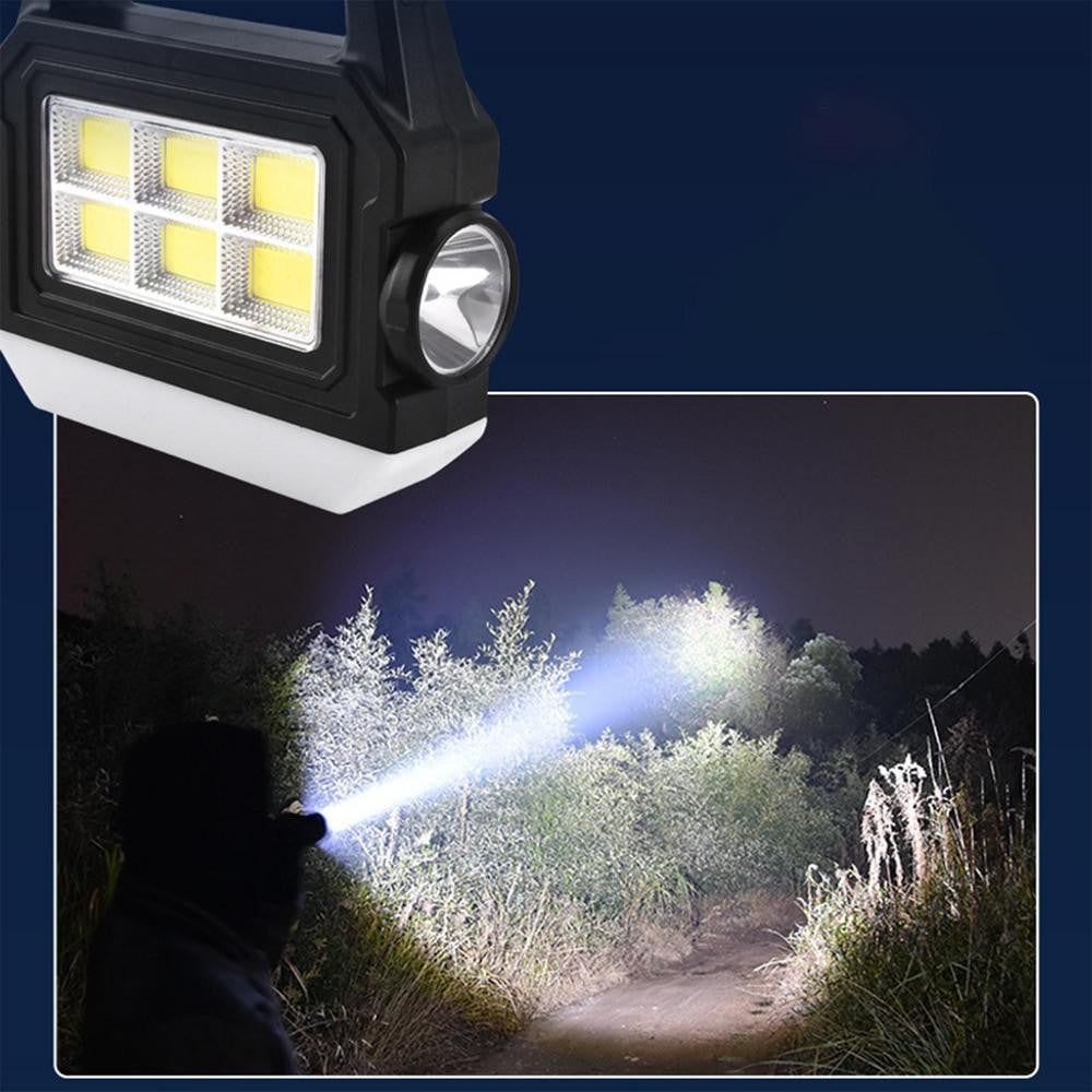 Lanterna solar cob, carregamento solar, recarregável, portátil, luz lateral, i