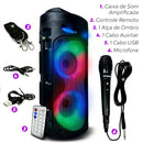 Caixa de Som Amplificada Bluetooth Portátil e Microfone Karaokê