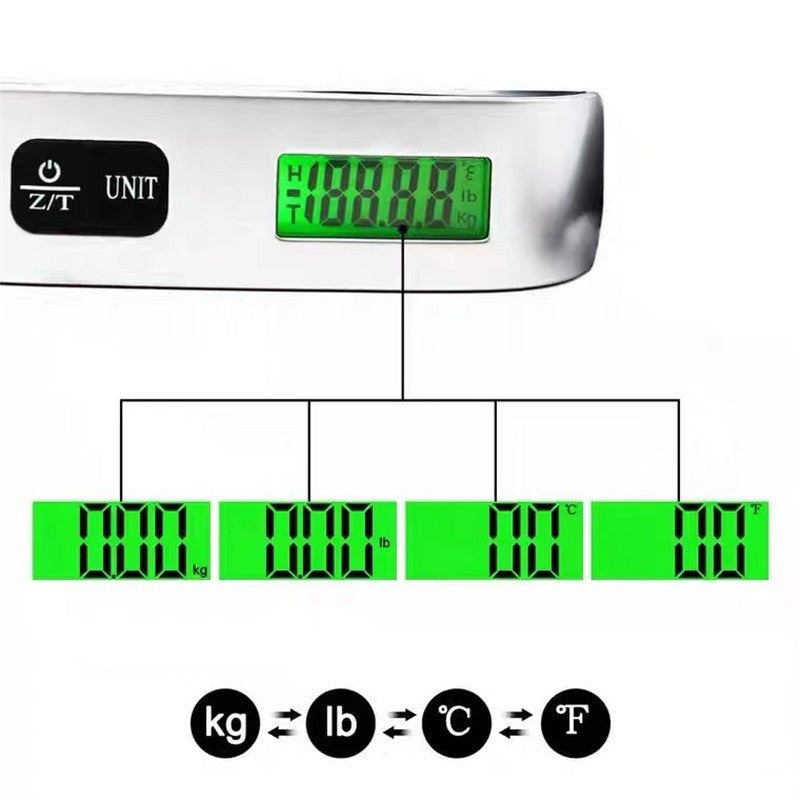 Balança portátil display digital lcd 110lb/50kg bagagem eletrônica suspensa m