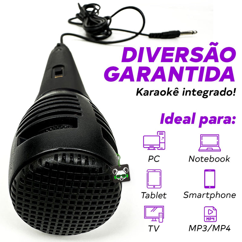 Caixa de Som Amplificada Bluetooth Portátil e Microfone Karaokê