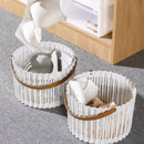 Cesto Organizador com Alça de Couro Fruteira ou Roupas