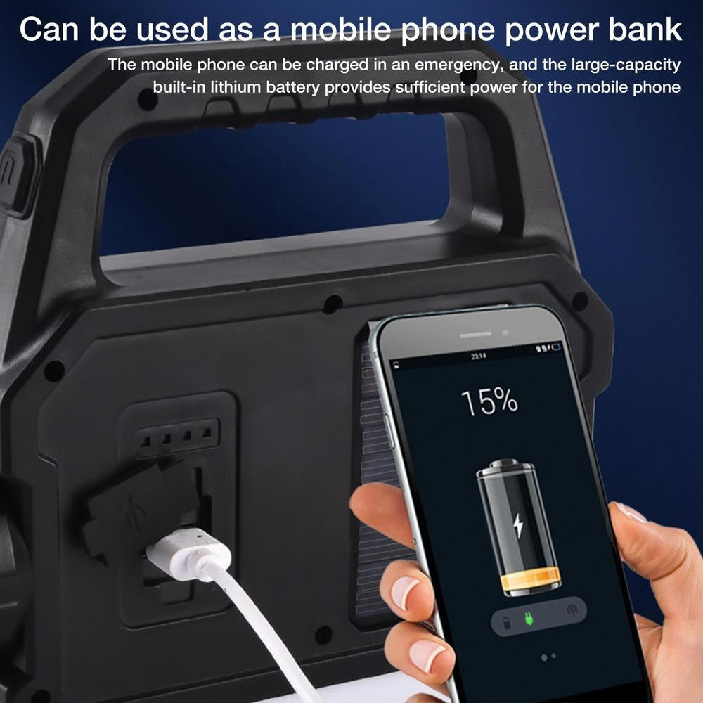 Lanterna solar cob, carregamento solar, recarregável, portátil, luz lateral, i