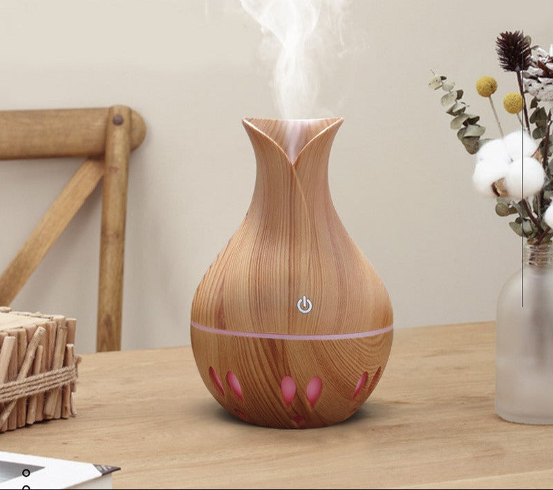 Mini Umidificador Aromatizador Vaso Ambientes USB Tipo Madeira UM036