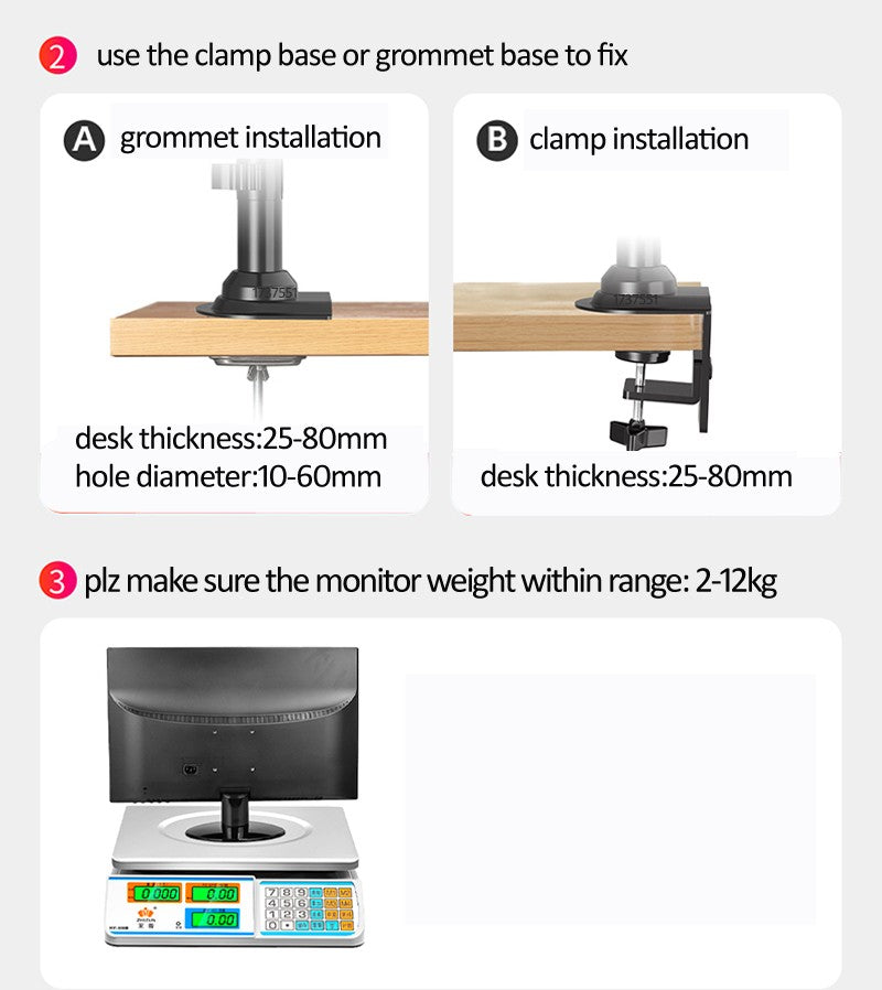 Suporte de mesa para monitor de TV LCD NB H180 FP-2, Mola a Gás, Full Motion, B
