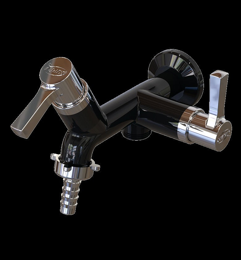 Torneira Tanque/Máquina Ándria Com Bitola 1/2" - 3/4" Preto/Cromado