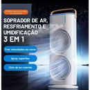 Mini Climatizador Portátil com Ventilador Duplo Umidificador Hélice Giratória