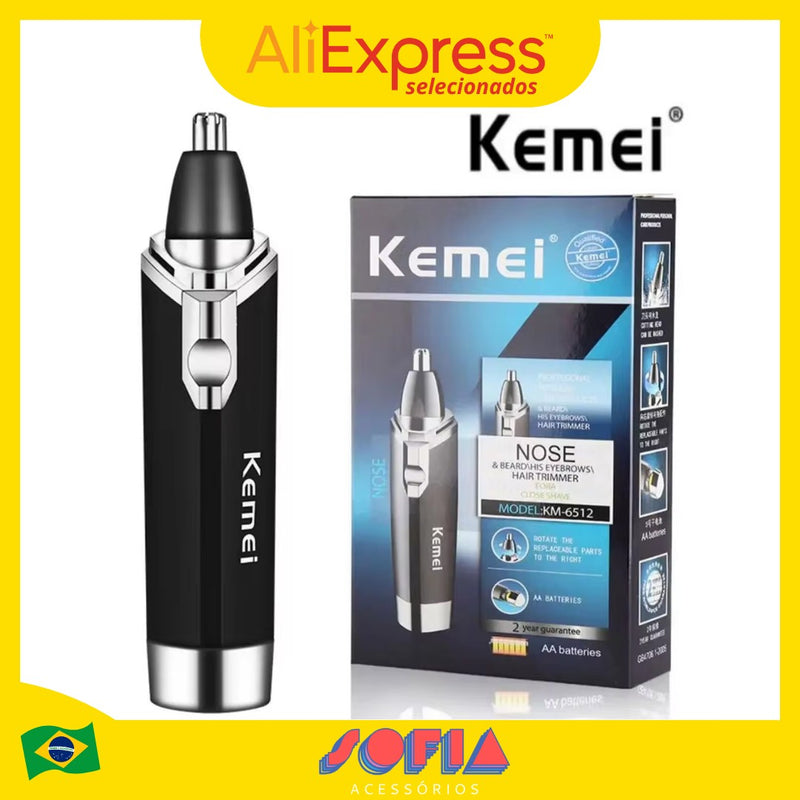 Aparador de Pelos e Depilador Kemei KM-6512, Para Nariz e Orelha, Elétrico e Por