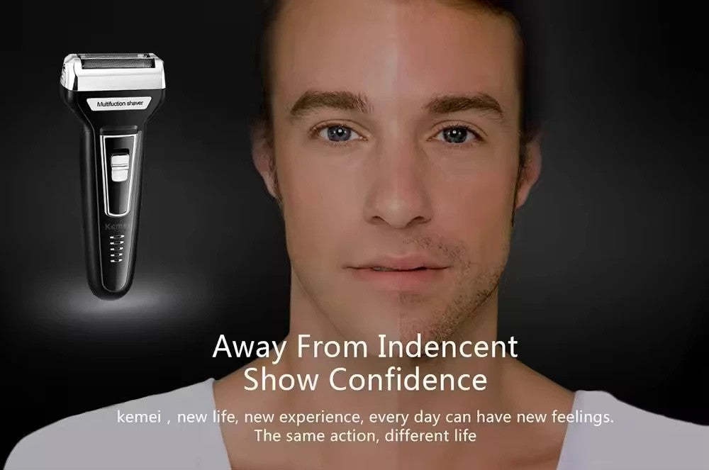 Kemei Multi funcional Impermeável 3-em-1 Beleza Set Faca Cabeça USB Barba Barbea