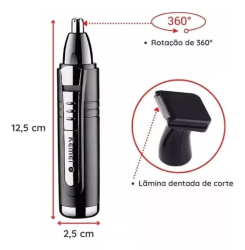 Máquina Recarregável para Barba Pêlos Nariz Sobrancelha Orelha Costeleta KM-6