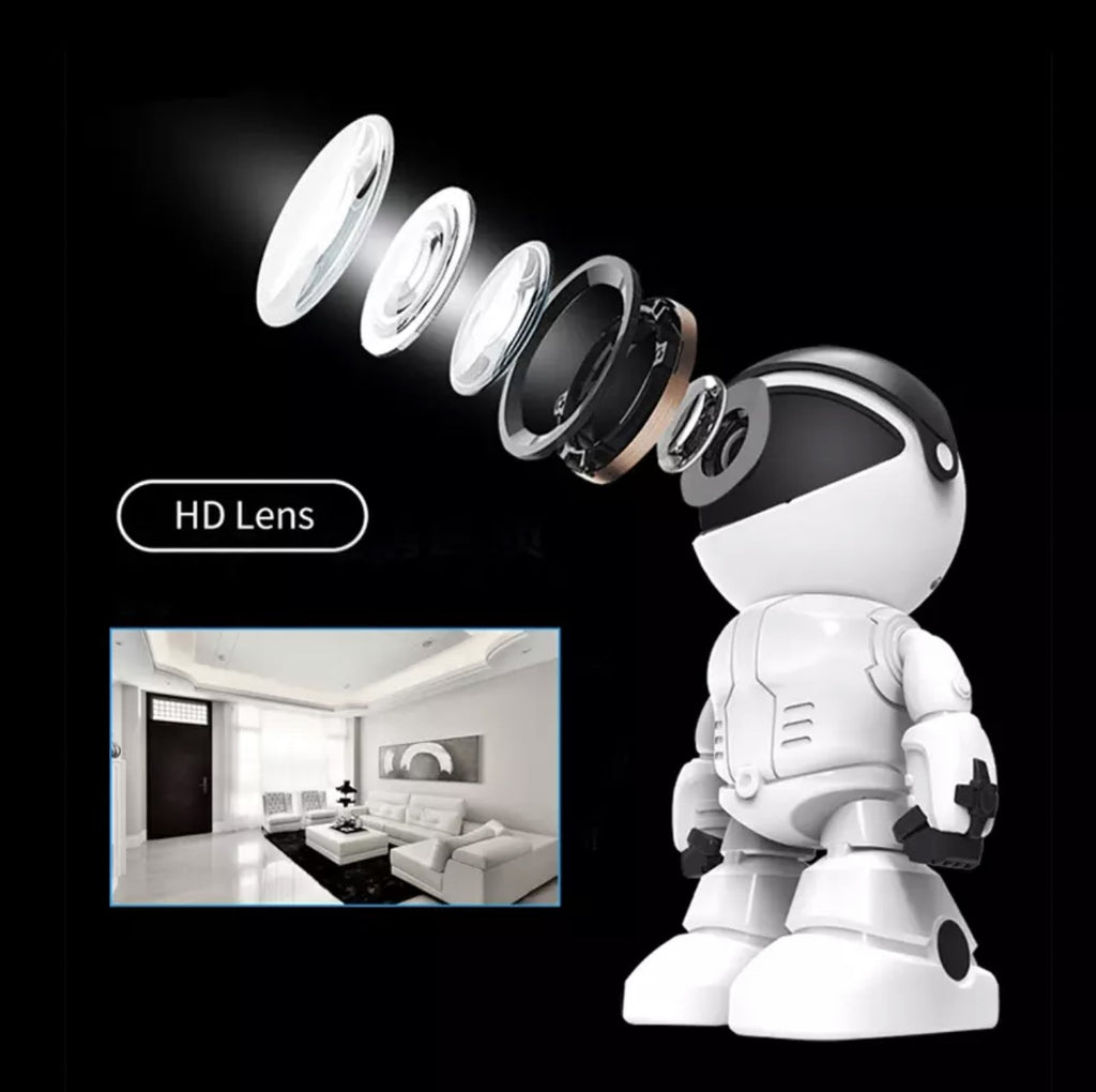 Câmera de segurança IP robótica 1080P, câmera de segurança 360 ° WiFi, sem