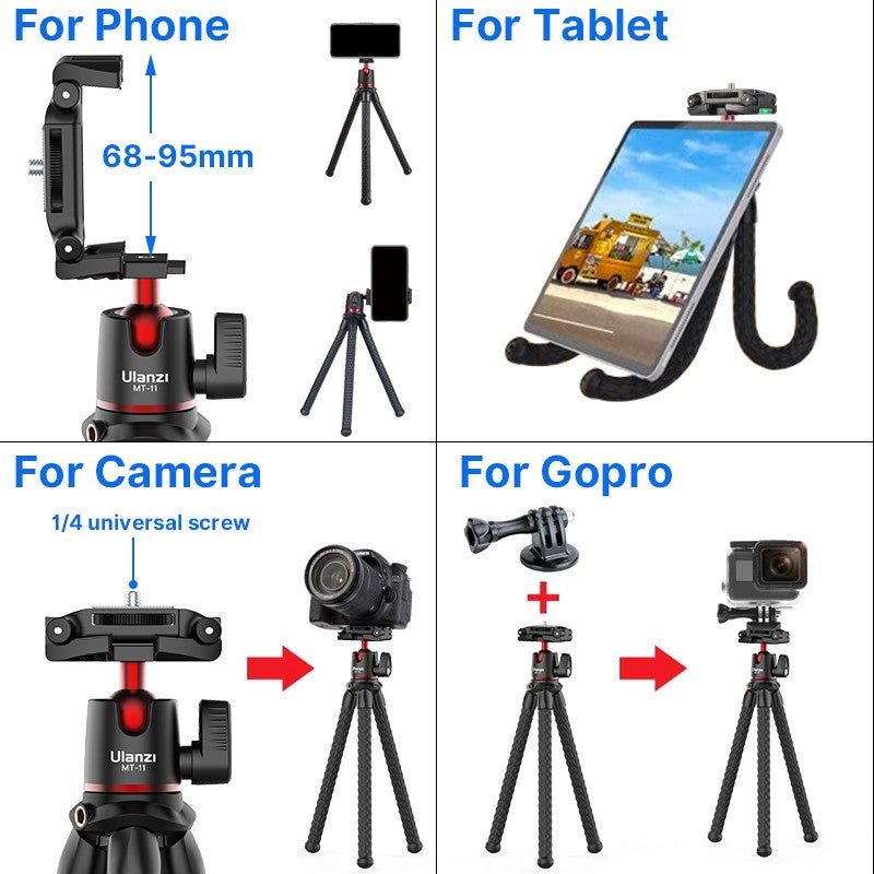 Ulanzi MT-11 polvo flexível mini tripé para gopro iphone smartphone dslr câme
