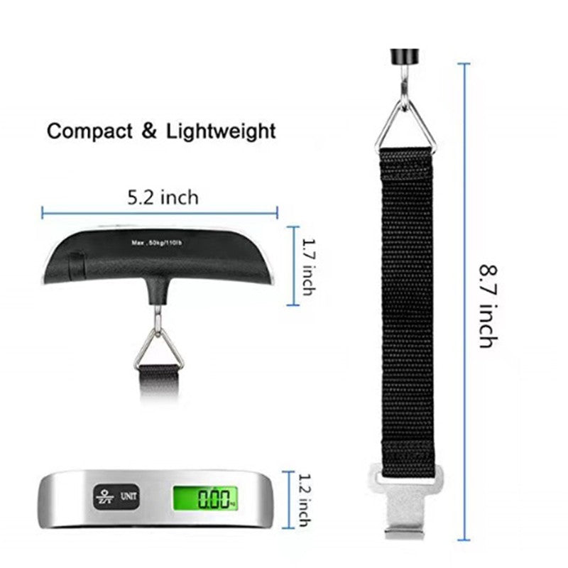 Balança portátil display digital lcd 110lb/50kg bagagem eletrônica suspensa m