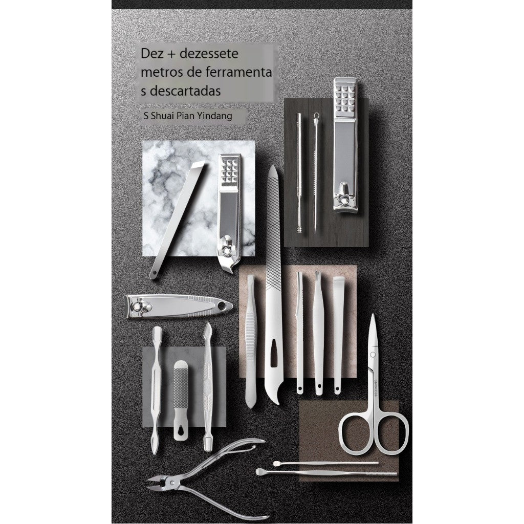 Kit Cortador De Unha Manicure Portatil Estojo Pinca Tesoura Material de aço ino