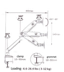 Novo braço de mola a gás f100a, suporte para monitor de tela de 22-35 polegada