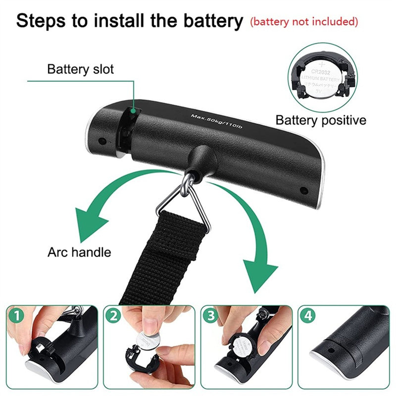 Balança portátil display digital lcd 110lb/50kg bagagem eletrônica suspensa m