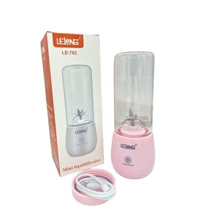 Liquidificador portátil Lelong LE-782 450 mL com USB rosa e jarra de vidro