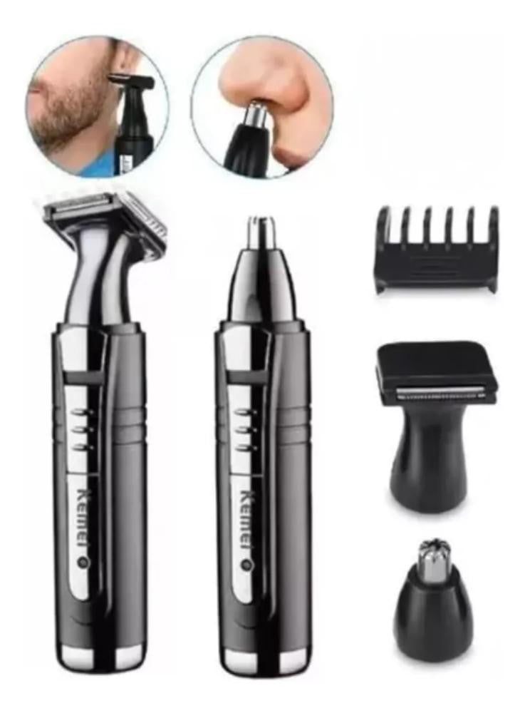 Máquina Recarregável para Barba Pêlos Nariz Sobrancelha Orelha Costeleta KM-6