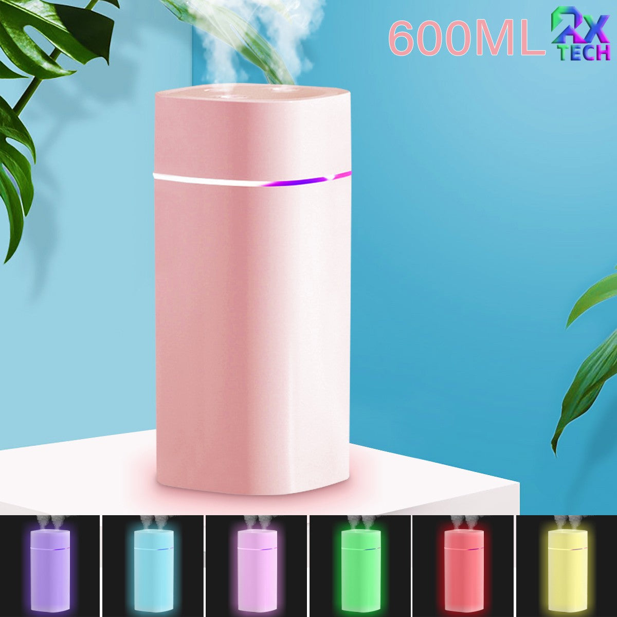 Umidificador De Ar Difusor Aromatizador Com Capacidade 600ml E Luzes Coloridas L