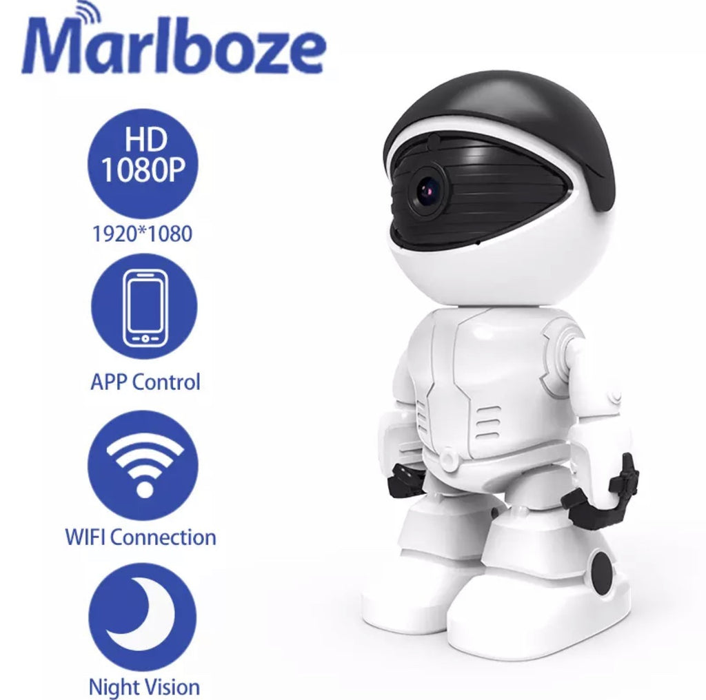 Câmera de segurança IP robótica 1080P, câmera de segurança 360 ° WiFi, sem