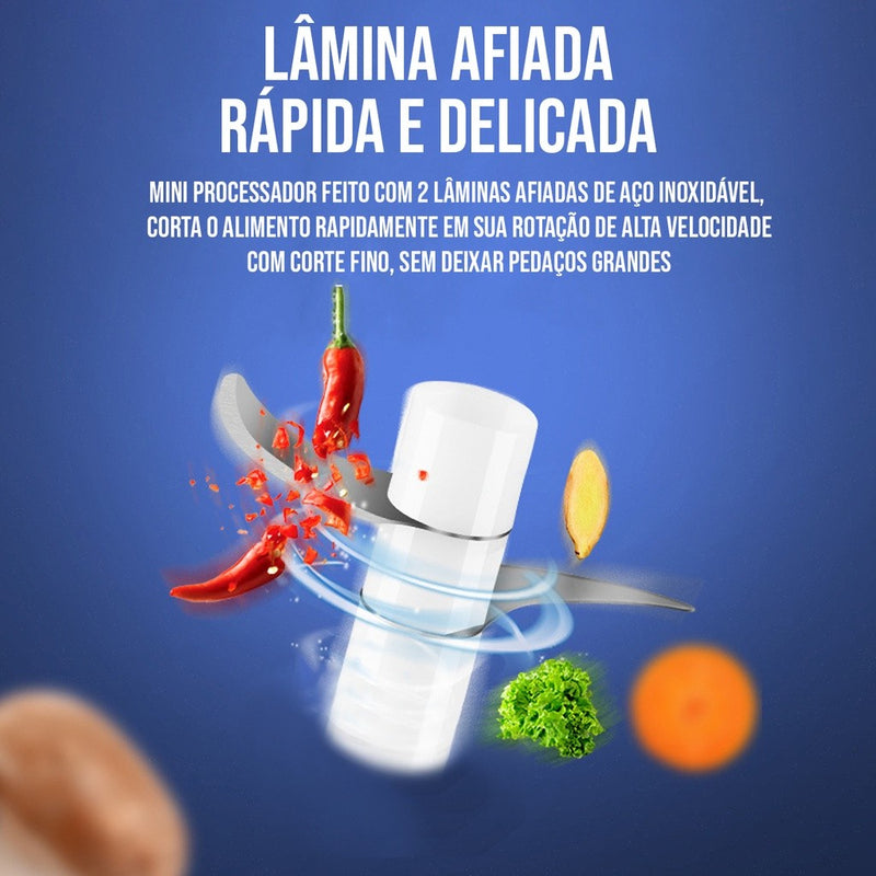 Mini Processador Alimentos Triturador Moedor Elétrico Sem Fio 250ml USB