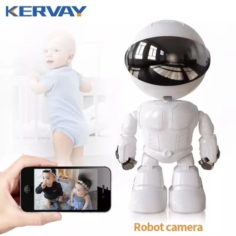 Câmera de segurança IP robótica 1080P, câmera de segurança 360 ° WiFi, sem