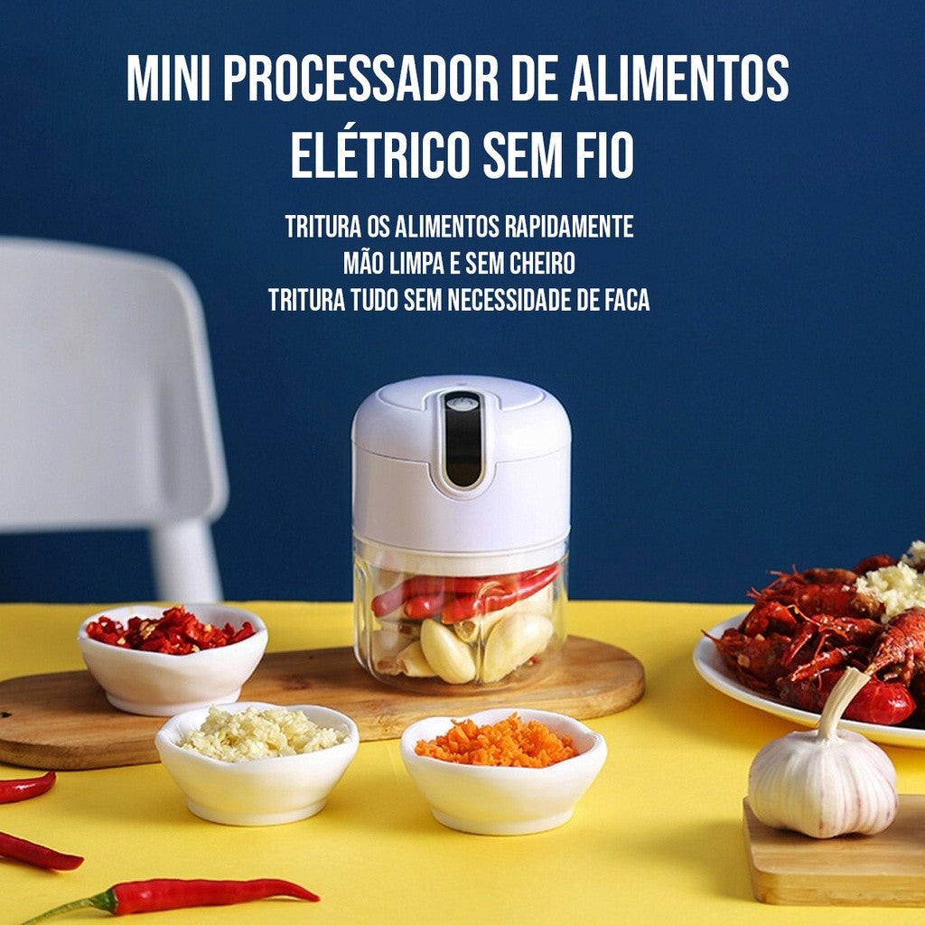 Mini Processador Alimentos Triturador Moedor Elétrico Sem Fio 250ml USB