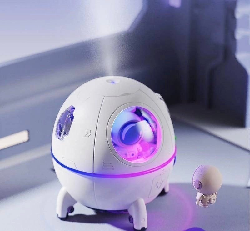 Umidificador de Ar Astronauta 220ml Luz LED Colorida Pulverizador de Névoa USB