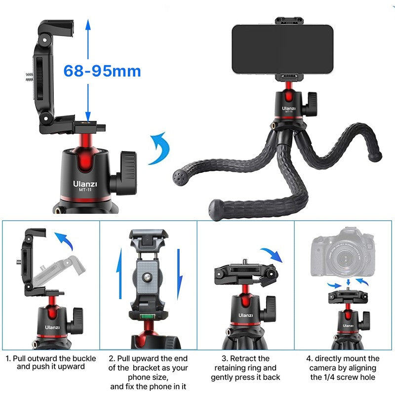 Ulanzi MT-11 polvo flexível mini tripé para gopro iphone smartphone dslr câme