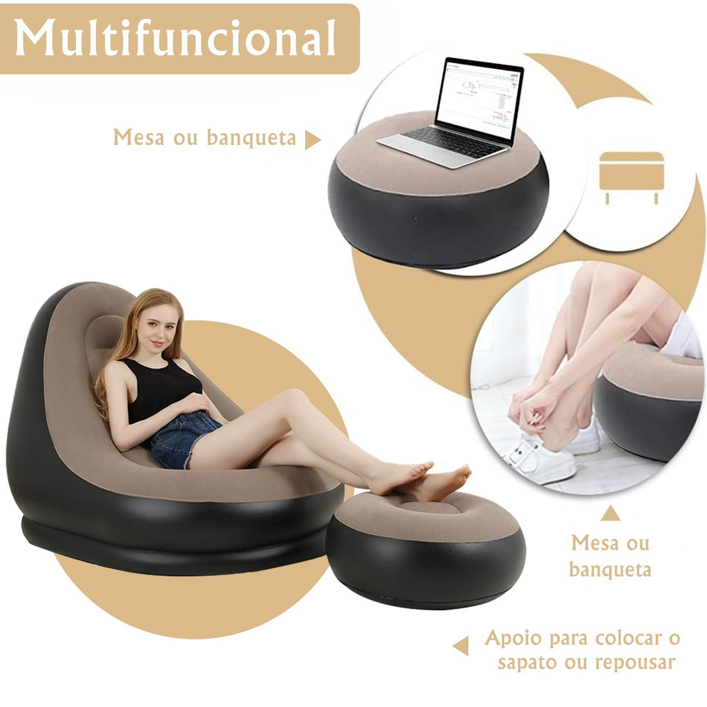 Sofá inflável, reclinável, adequado para almoço e descanso ao ar livre, com