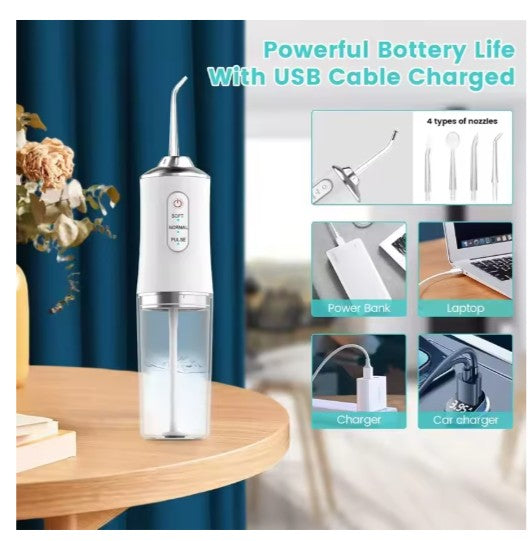Irrigador Dental Oral Elétrico 3 Modos Fio Dental Portátil Recarregável USB 2