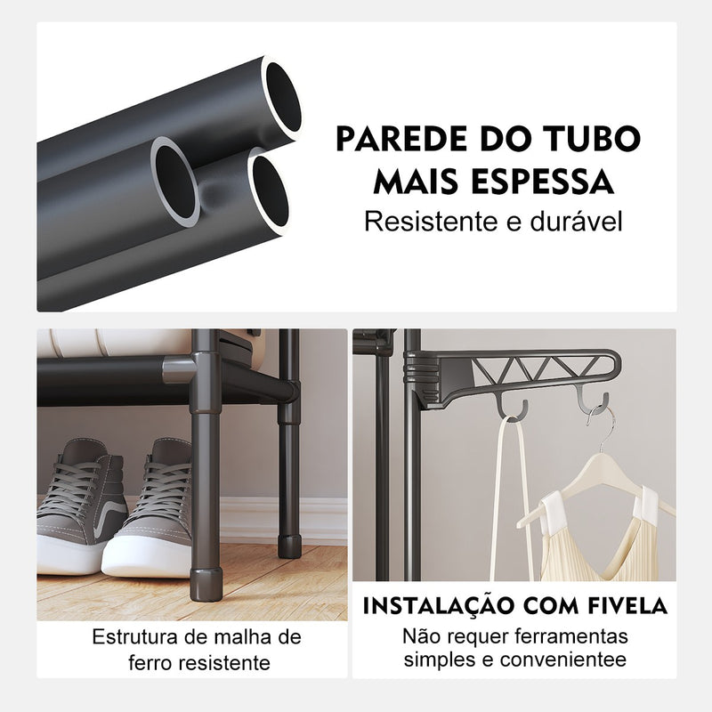 Rack Sapateira Arara Guarda Roupa Portatil Arara Multifuncional Sapato Oraganiza