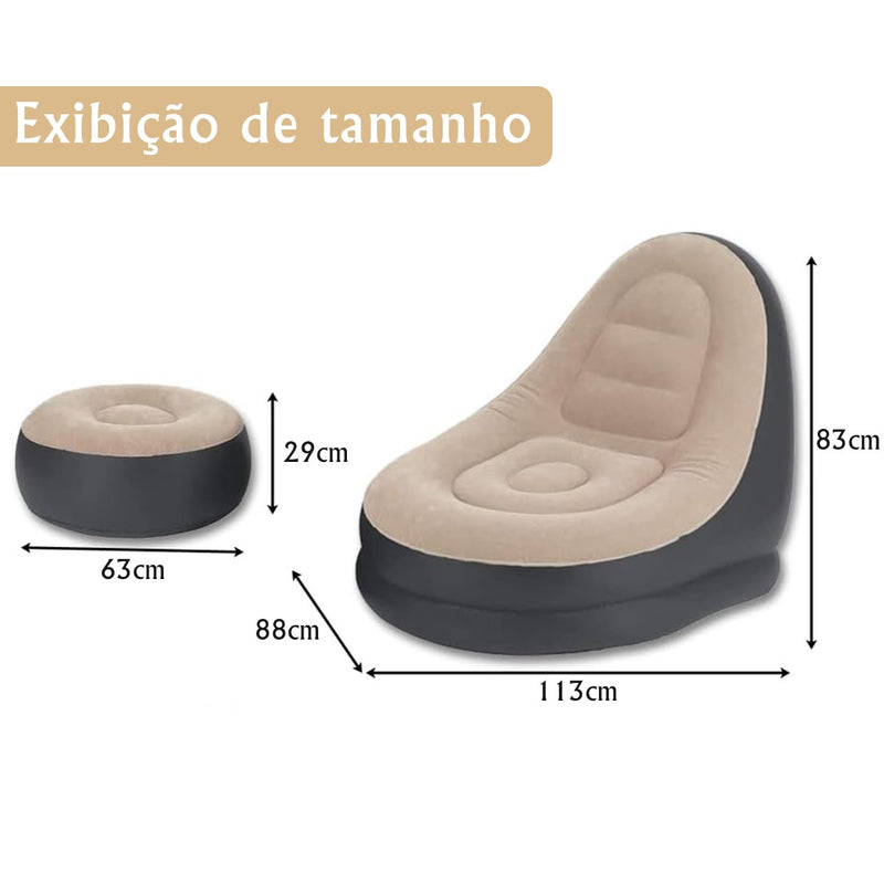 Sofá inflável, reclinável, adequado para almoço e descanso ao ar livre, com