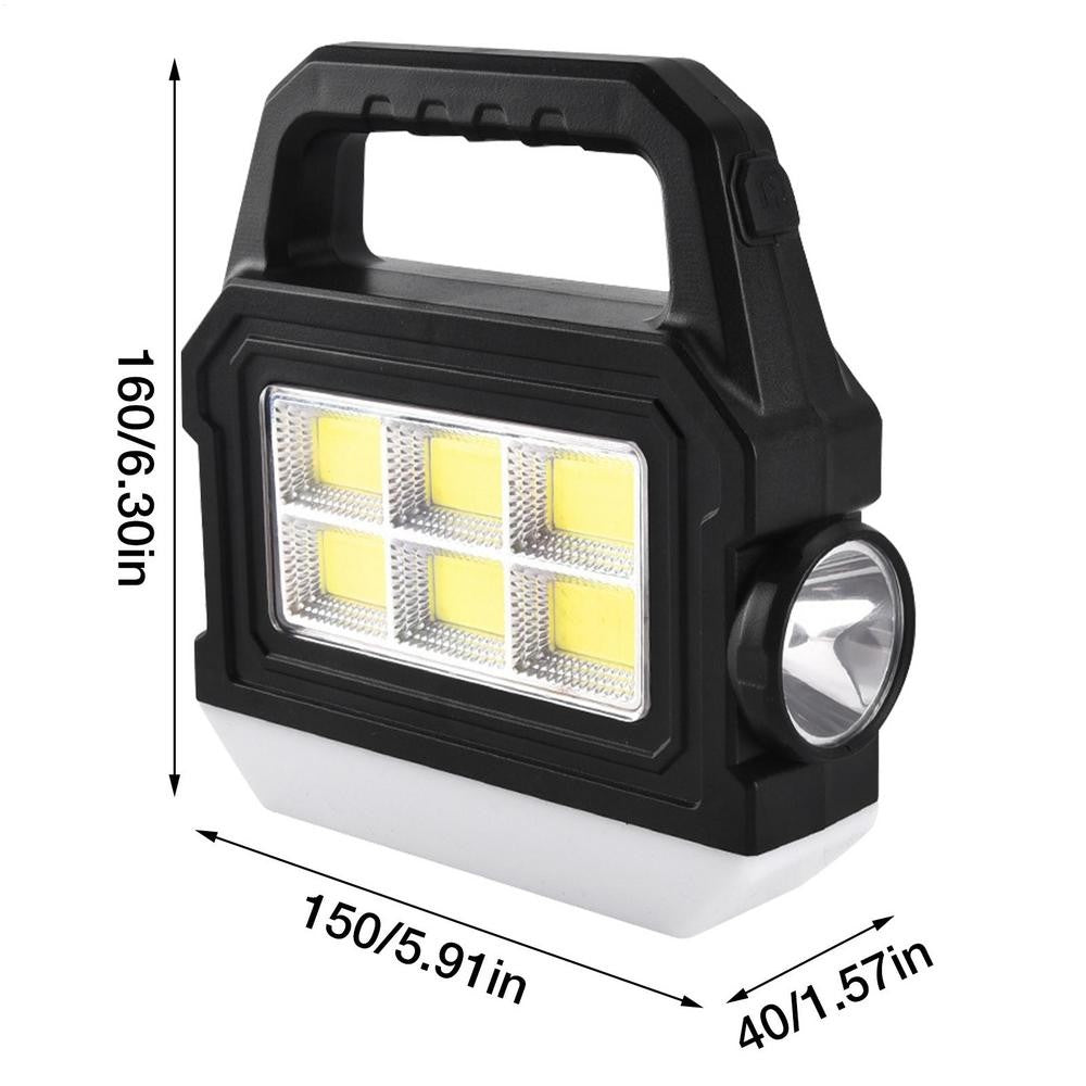 Lanterna solar cob, carregamento solar, recarregável, portátil, luz lateral, i