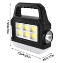 Lanterna solar cob, carregamento solar, recarregável, portátil, luz lateral, i