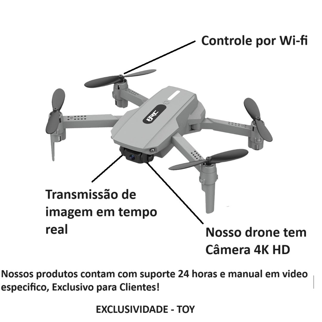 Mini Drone E88 Câmera 4K HD Wi-Fi 2.4GHz Voo 360 Filmagem Fácil Manuseio Prati