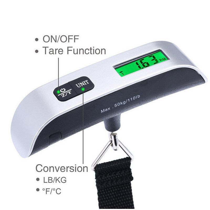 Balança portátil display digital lcd 110lb/50kg bagagem eletrônica suspensa m