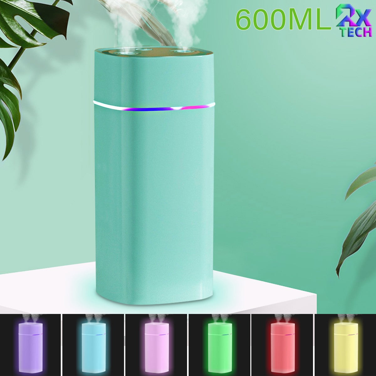 Umidificador De Ar Difusor Aromatizador Com Capacidade 600ml E Luzes Coloridas L