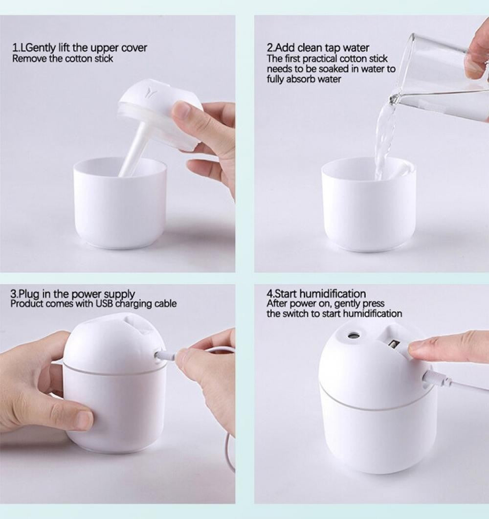 Umidificador de Ar Inteligente Pequeno, Máquina Aromaterapia, 250ml, Mini, Gran