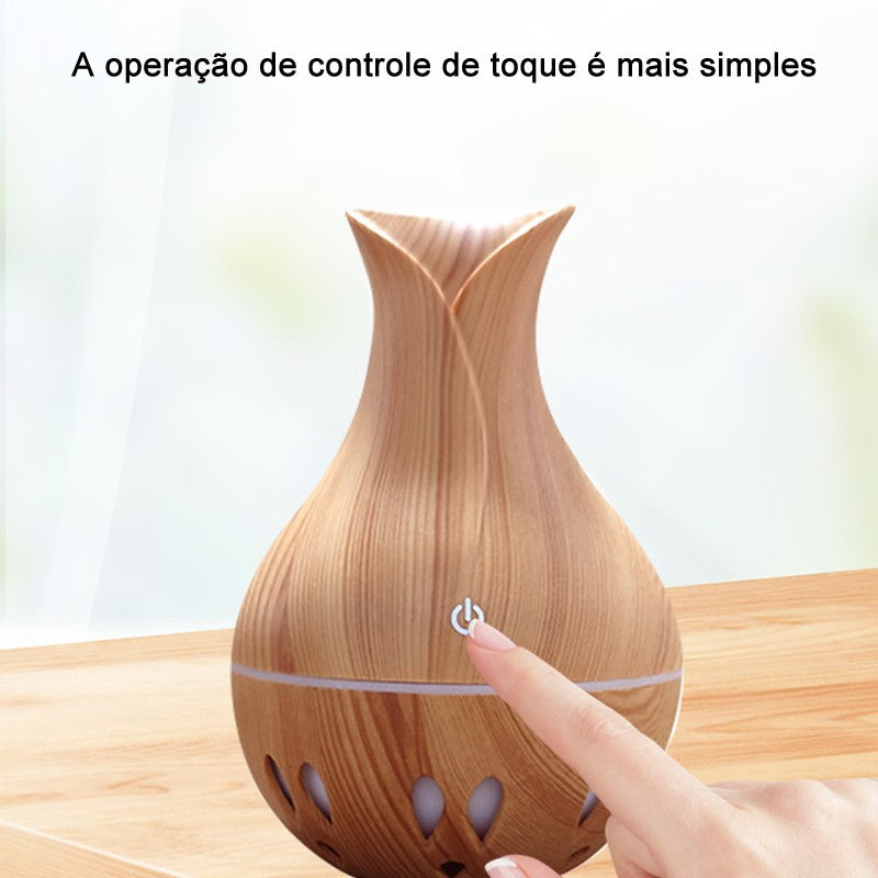 Mini Umidificador Aromatizador Vaso Ambientes USB Tipo Madeira UM036