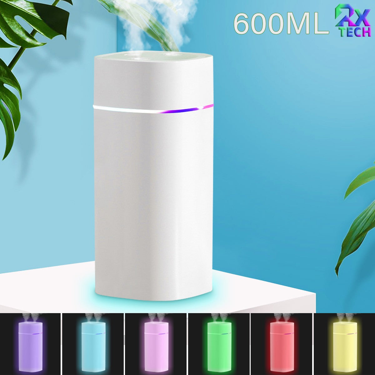 Umidificador De Ar Difusor Aromatizador Com Capacidade 600ml E Luzes Coloridas L