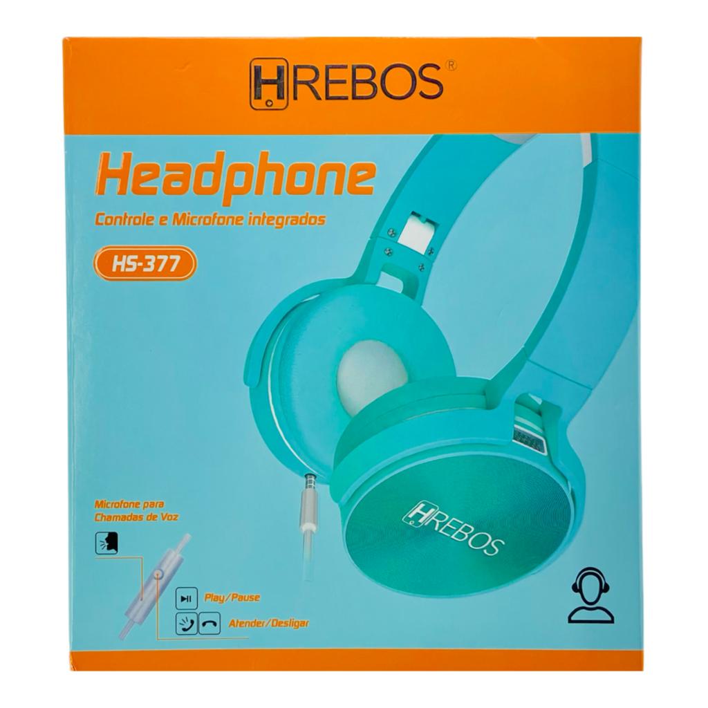 Fone Hrebos Headphone Com Fio Controle E Microfone Integrado HS-377