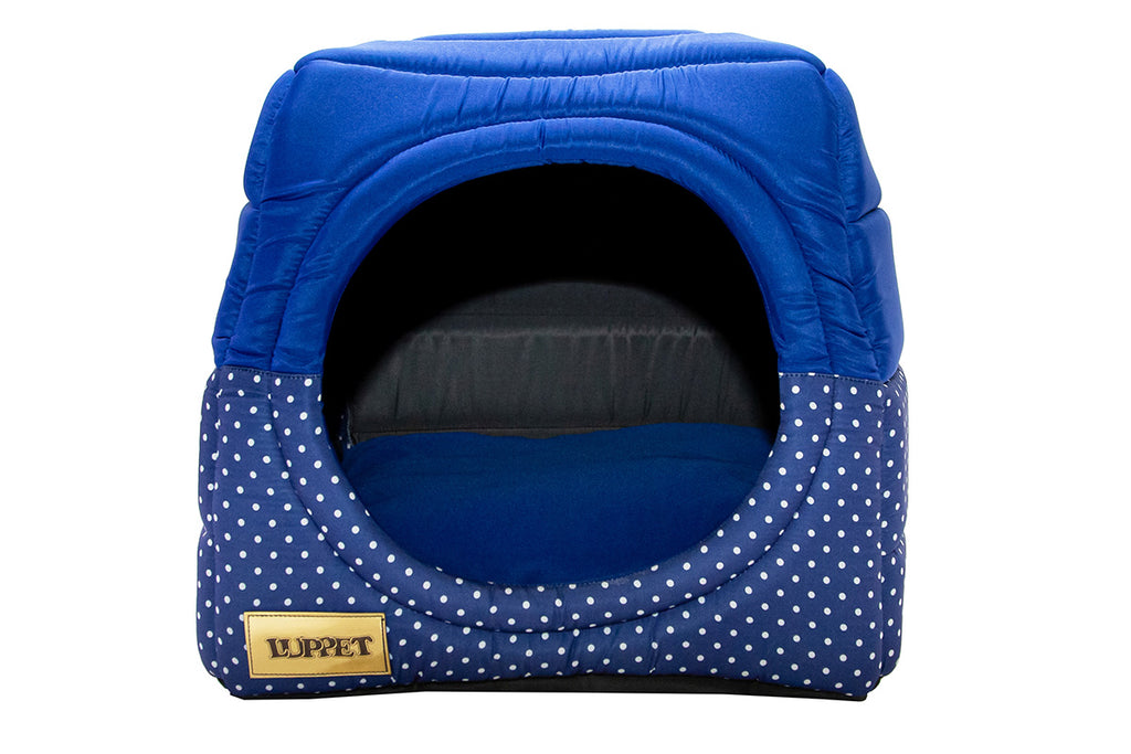 Cama Iglu e Toca Para Cachorro Luppet Luxo Azul Poa b2w Tamanho:M