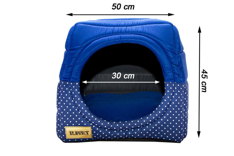 Cama Iglu e Toca Para Cachorro Luppet Luxo Azul Poa b2w Tamanho:M