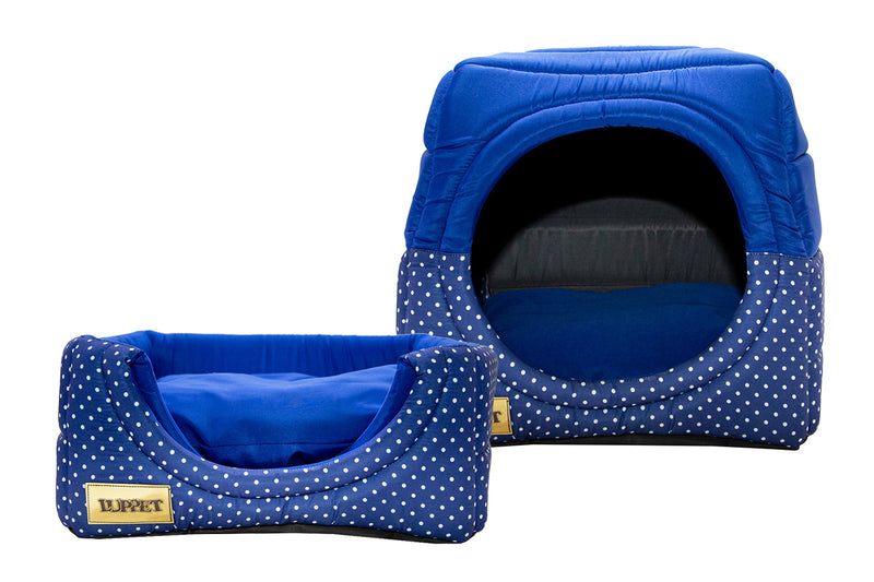 Cama Iglu e Toca Para Cachorro Luppet Luxo Azul Poa b2w Tamanho:M